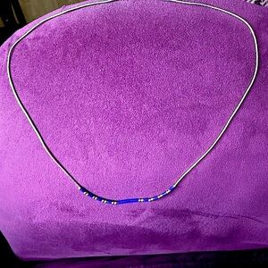 VINTAGE Native American Liquid Sterling Silver Lapis Lazuli 18.5” Necklace